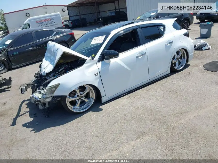 2015 Lexus Ct 200H VIN: JTHKD5BH0F2234146 Lot: 42583102