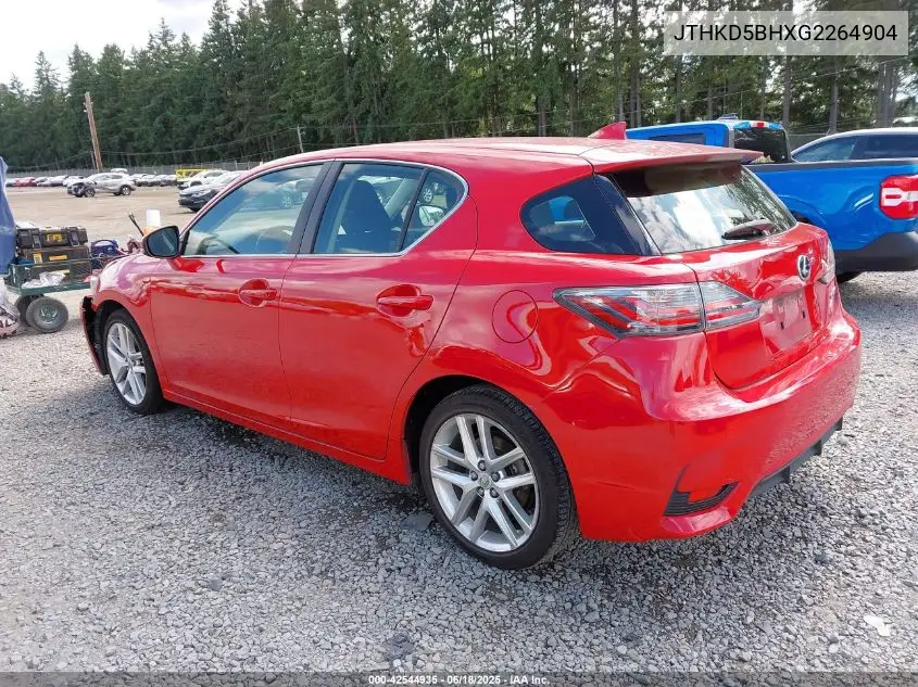 2016 Lexus Ct 200H VIN: JTHKD5BHXG2264904 Lot: 42544935