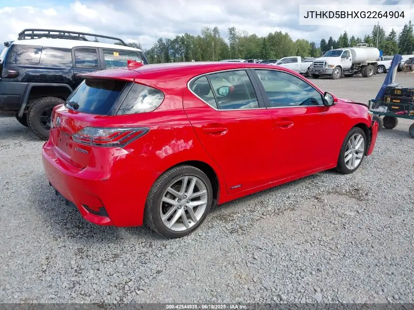 2016 Lexus Ct 200H VIN: JTHKD5BHXG2264904 Lot: 42544935