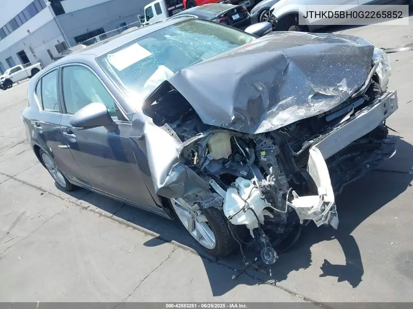 2016 Lexus Ct 200H VIN: JTHKD5BH0G2265852 Lot: 42583281