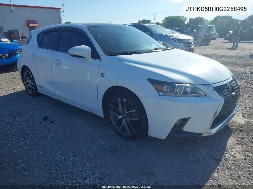 2016 Lexus Ct 200H VIN: JTHKD5BH0G2258495 Lot: 42607002