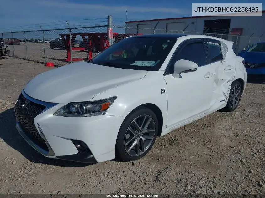 2016 Lexus Ct 200H VIN: JTHKD5BH0G2258495 Lot: 42607002