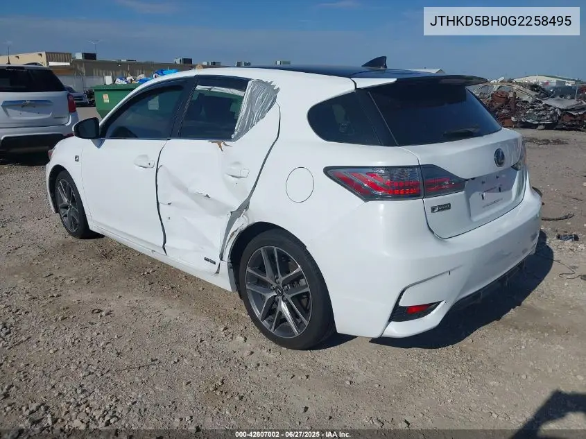 2016 Lexus Ct 200H VIN: JTHKD5BH0G2258495 Lot: 42607002