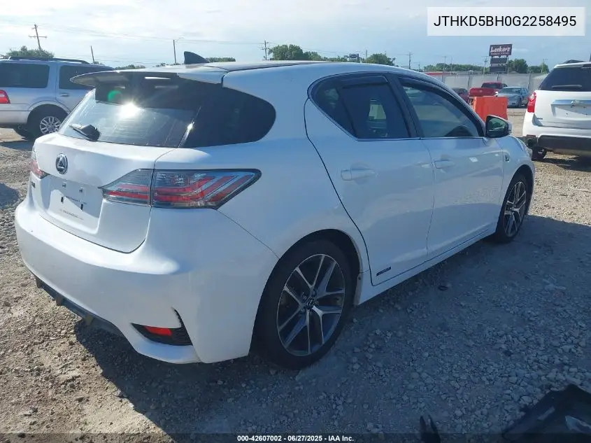 2016 Lexus Ct 200H VIN: JTHKD5BH0G2258495 Lot: 42607002