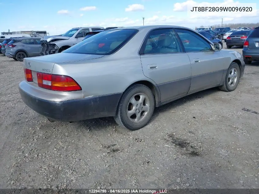 1998 Lexus Es 300 VIN: JT8BF28G9W0096920 Lot: 12294798