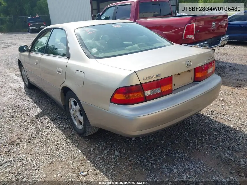 1998 Lexus Es 300 VIN: JT8BF28G4W0106480 Lot: 42641690