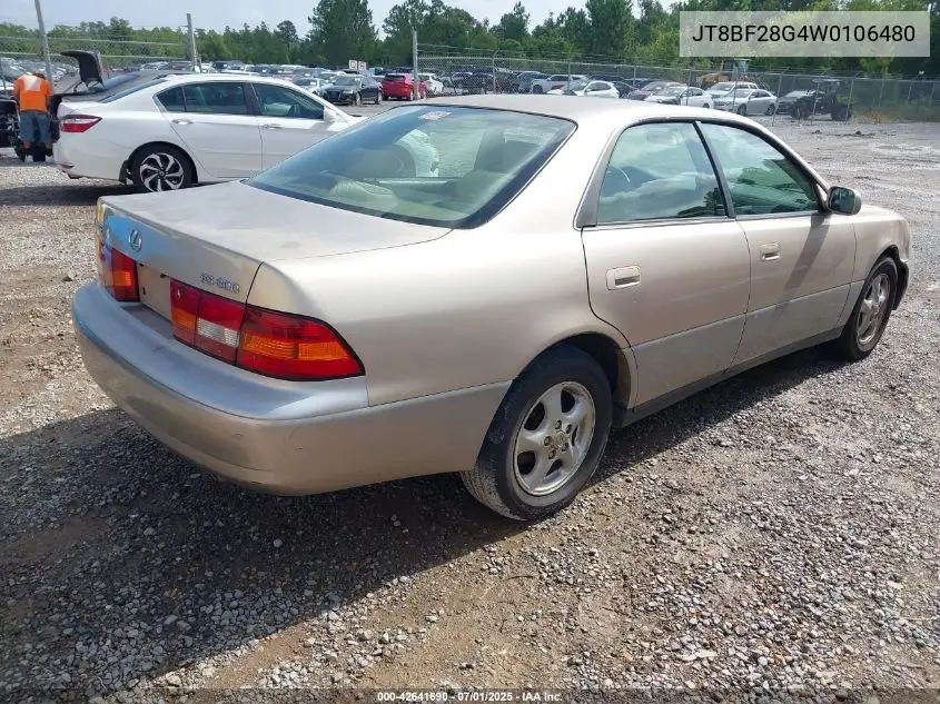 1998 Lexus Es 300 VIN: JT8BF28G4W0106480 Lot: 42641690