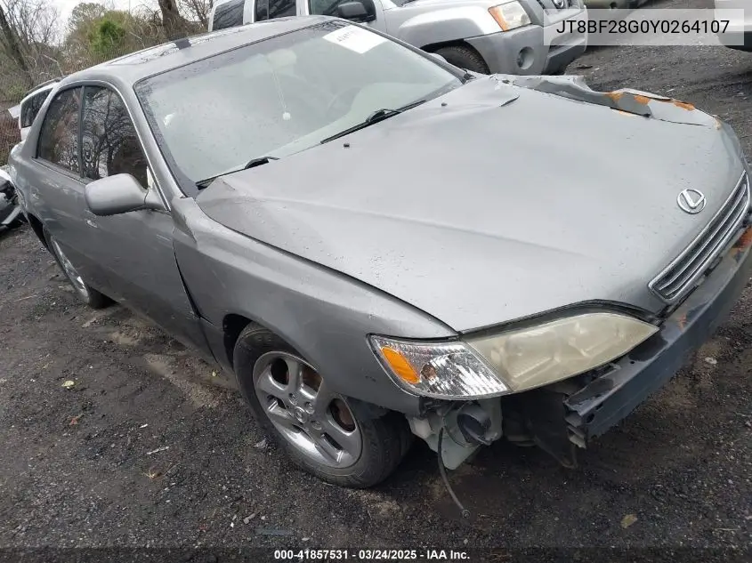 2000 Lexus Es 300 VIN: JT8BF28G0Y0264107 Lot: 41857531