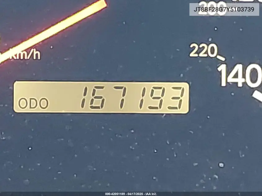 2000 Lexus Es 300 VIN: JT8BF28G7Y5103739 Lot: 42051189