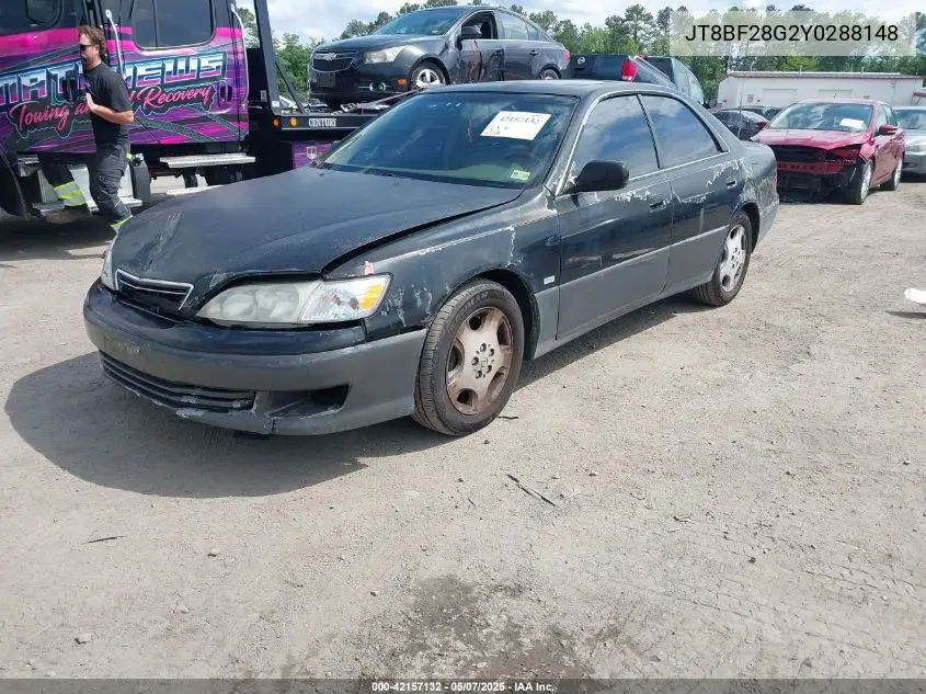 2000 Lexus Es 300 VIN: JT8BF28G2Y0288148 Lot: 42157132