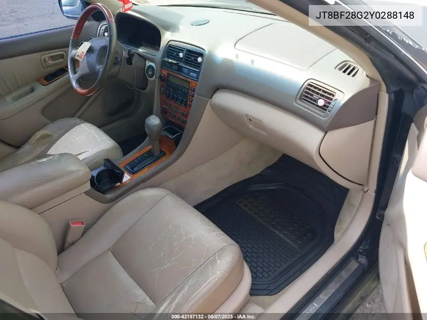 2000 Lexus Es 300 VIN: JT8BF28G2Y0288148 Lot: 42157132