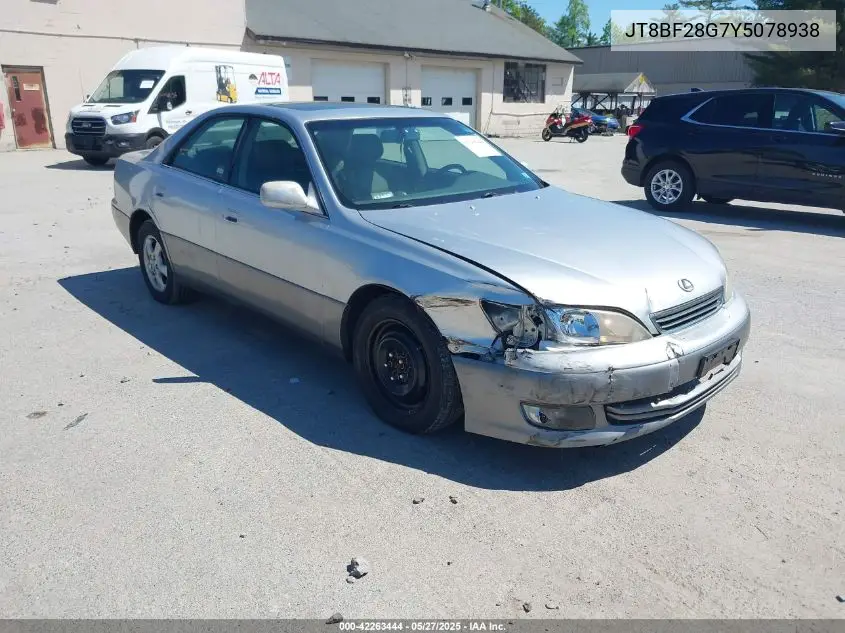 2000 Lexus Es 300 VIN: JT8BF28G7Y5078938 Lot: 42263444