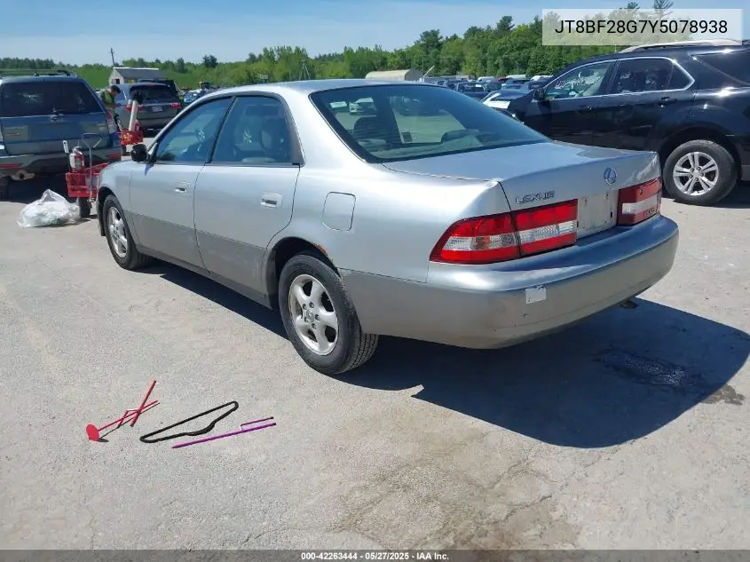 2000 Lexus Es 300 VIN: JT8BF28G7Y5078938 Lot: 42263444