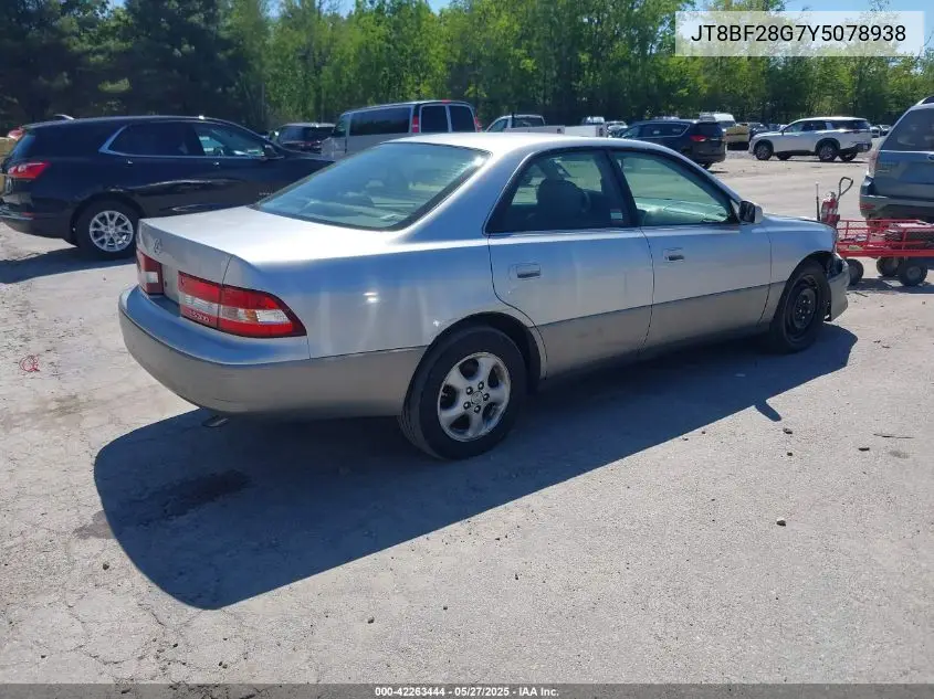2000 Lexus Es 300 VIN: JT8BF28G7Y5078938 Lot: 42263444