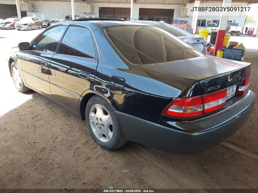 2000 Lexus Es 300 VIN: JT8BF28G3Y5091217 Lot: 42375683