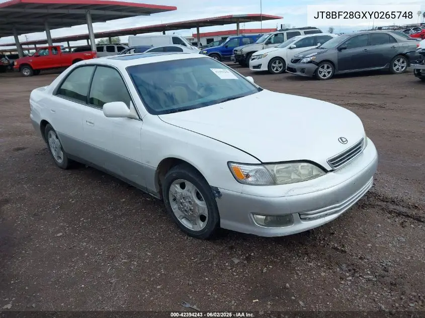 2000 Lexus Es 300 VIN: JT8BF28GXY0265748 Lot: 42394243