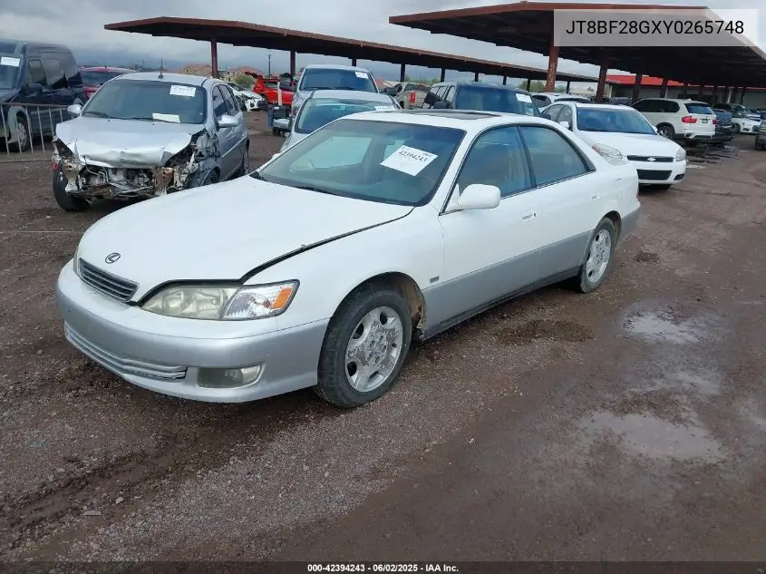 2000 Lexus Es 300 VIN: JT8BF28GXY0265748 Lot: 42394243