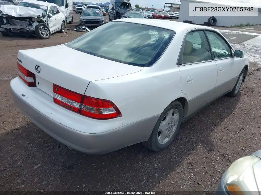 2000 Lexus Es 300 VIN: JT8BF28GXY0265748 Lot: 42394243