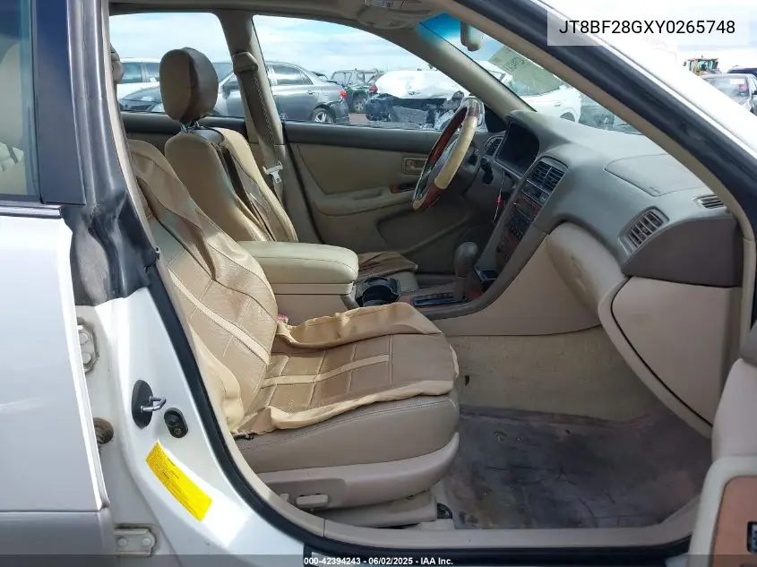 2000 Lexus Es 300 VIN: JT8BF28GXY0265748 Lot: 42394243