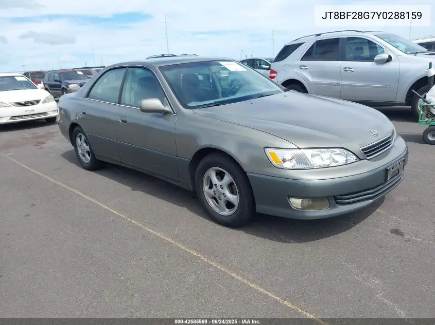 2000 Lexus Es 300 VIN: JT8BF28G7Y0288159 Lot: 42585569