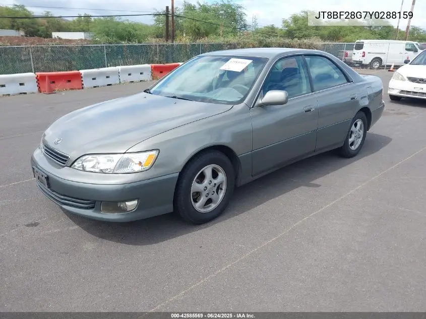 2000 Lexus Es 300 VIN: JT8BF28G7Y0288159 Lot: 42585569