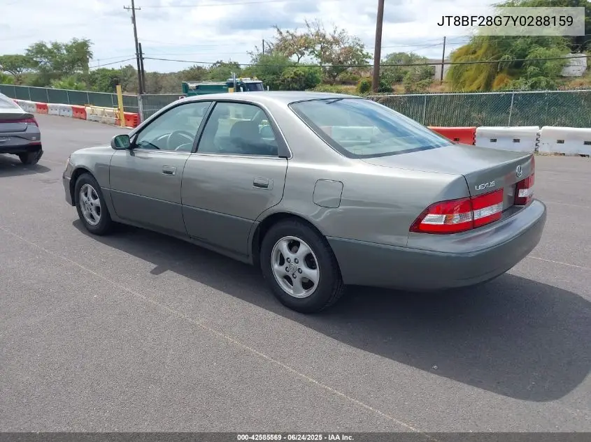 2000 Lexus Es 300 VIN: JT8BF28G7Y0288159 Lot: 42585569