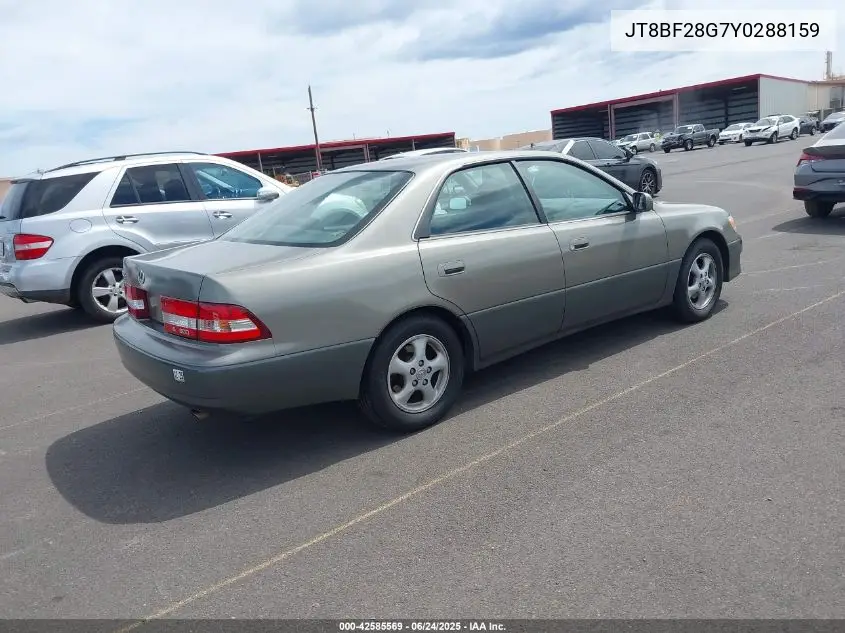 2000 Lexus Es 300 VIN: JT8BF28G7Y0288159 Lot: 42585569