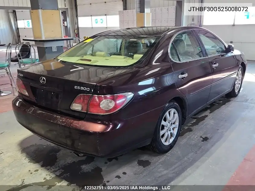 2002 Lexus Es 300 VIN: JTHBF30G525008072 Lot: 12252751