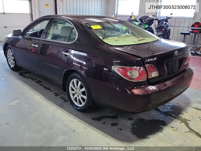 2002 Lexus Es 300 VIN: JTHBF30G525008072 Lot: 12252751