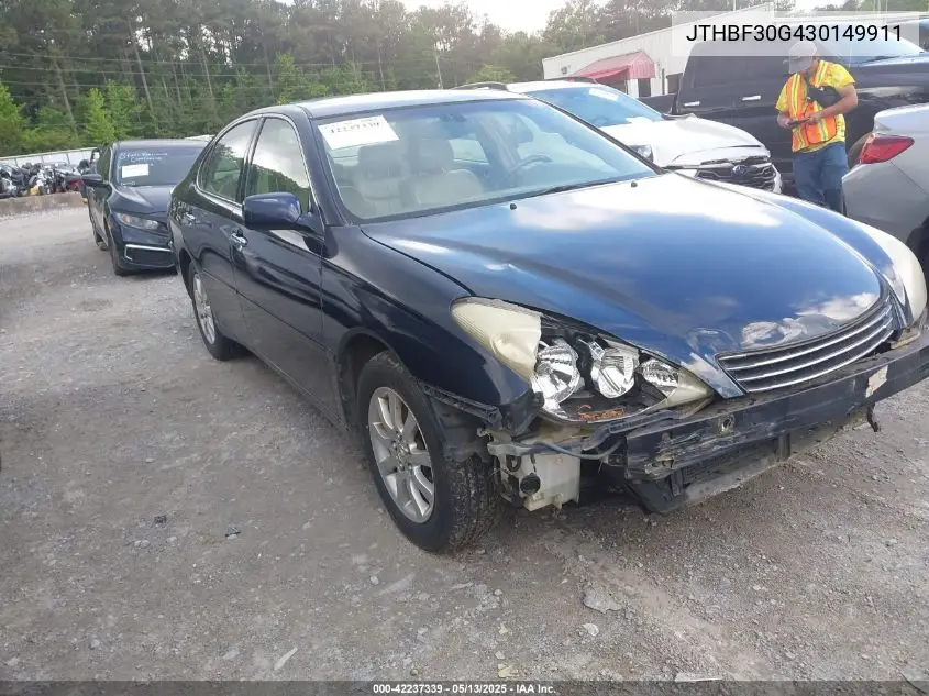2003 Lexus Es 300 VIN: JTHBF30G430149911 Lot: 42237339