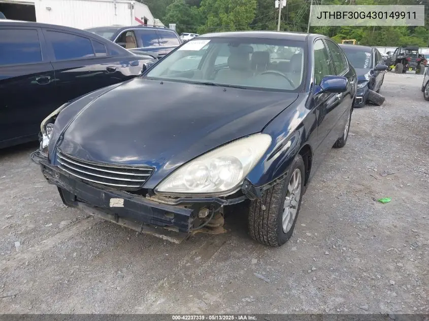 2003 Lexus Es 300 VIN: JTHBF30G430149911 Lot: 42237339