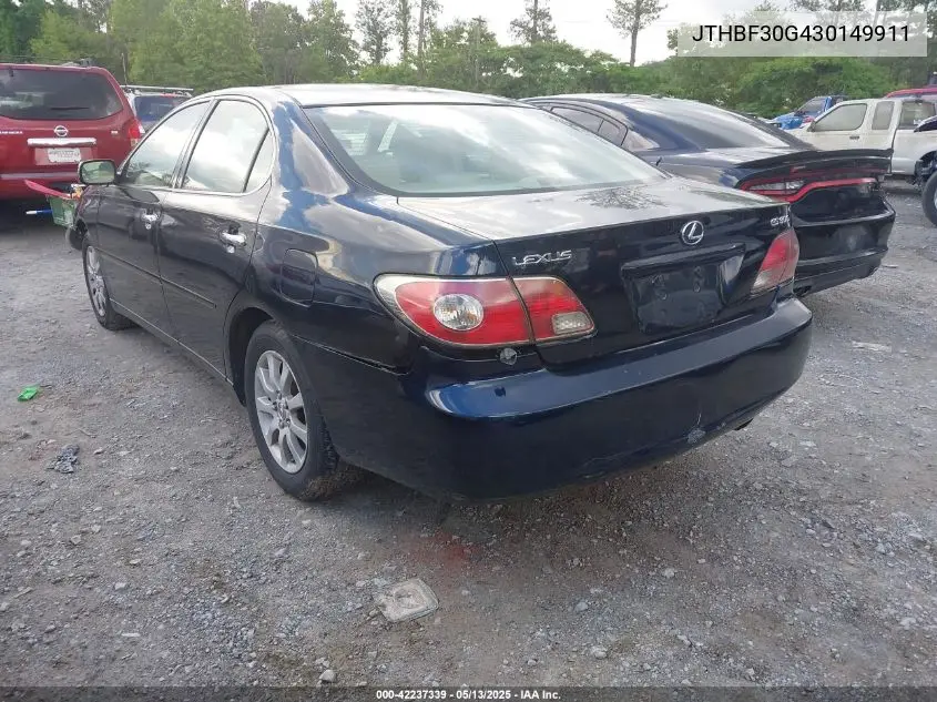 2003 Lexus Es 300 VIN: JTHBF30G430149911 Lot: 42237339