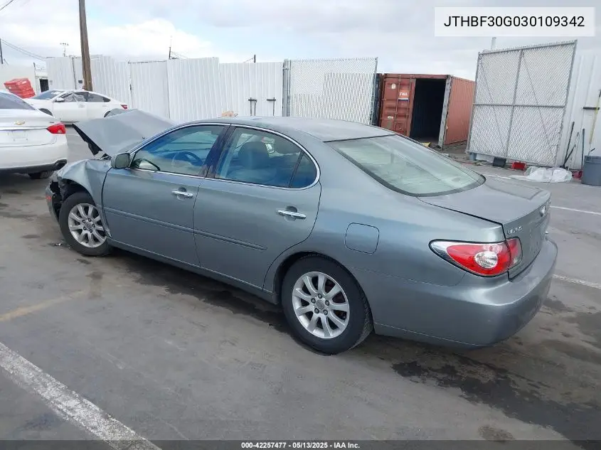 2003 Lexus Es 300 VIN: JTHBF30G030109342 Lot: 42257477