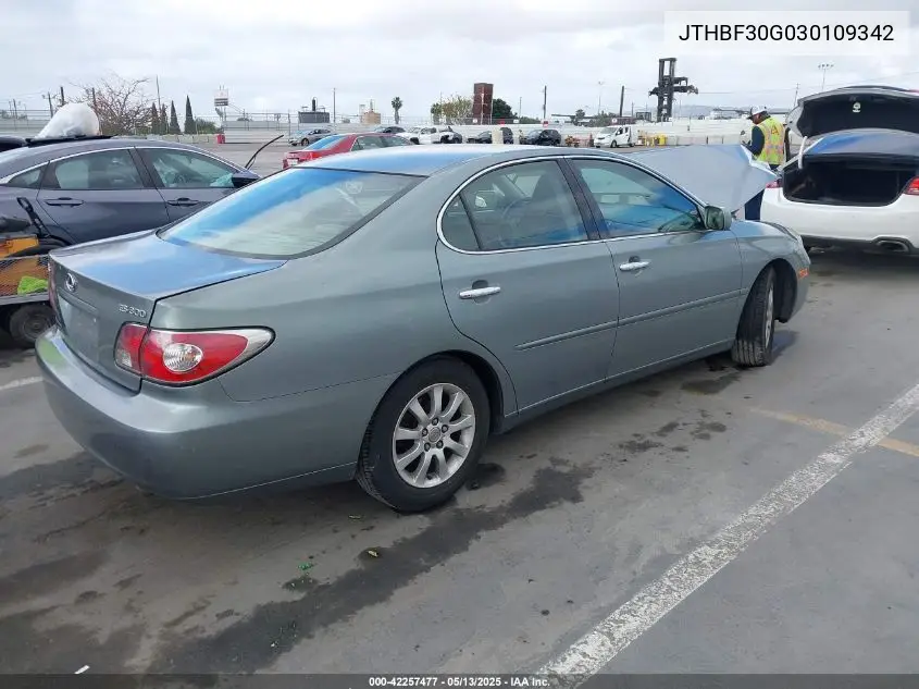 2003 Lexus Es 300 VIN: JTHBF30G030109342 Lot: 42257477