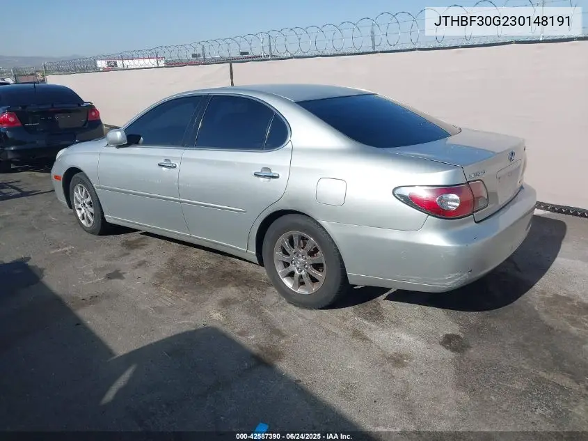 2003 Lexus Es 300 VIN: JTHBF30G230148191 Lot: 42587390