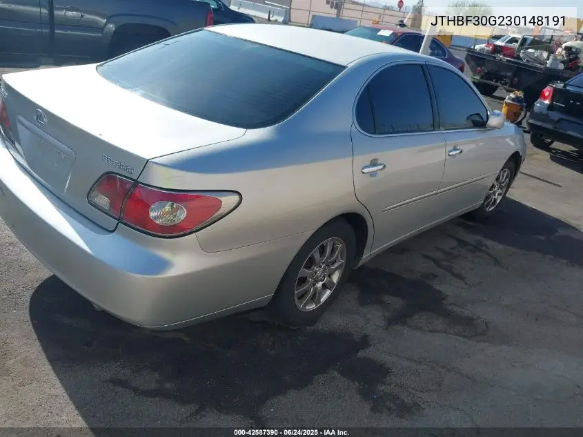 2003 Lexus Es 300 VIN: JTHBF30G230148191 Lot: 42587390