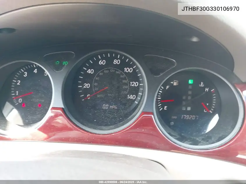 2003 Lexus Es 300 VIN: JTHBF30G330106970 Lot: 42590586