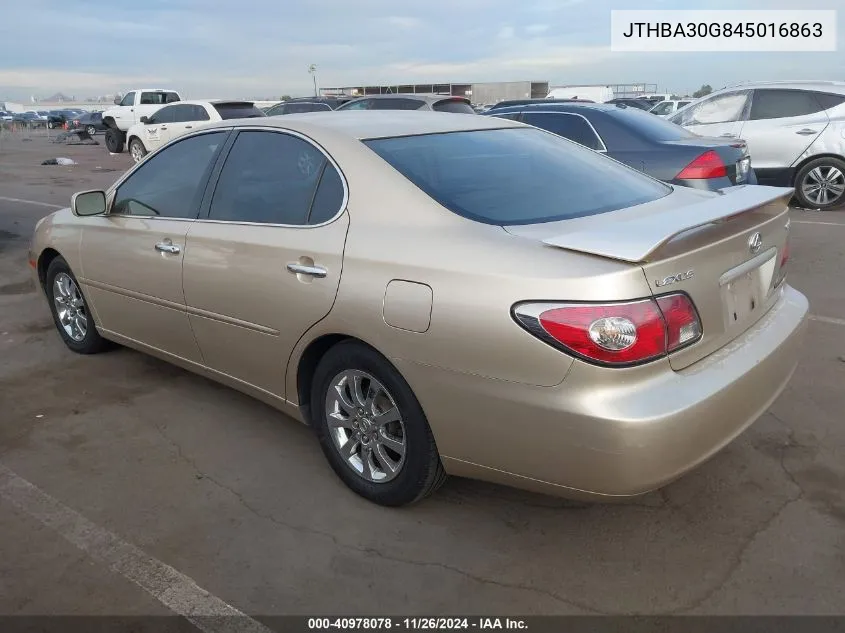 2004 Lexus Es 330 VIN: JTHBA30G845016863 Lot: 40978078