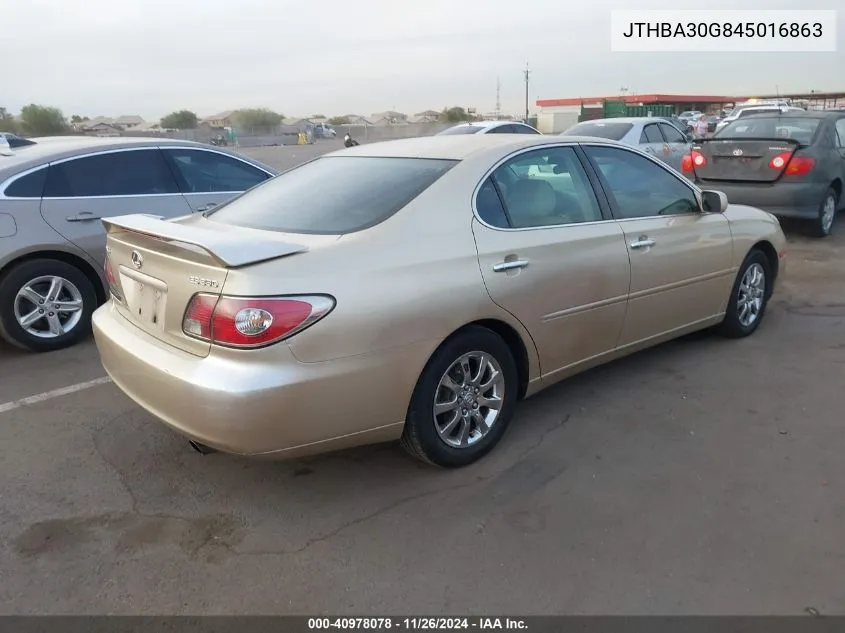 2004 Lexus Es 330 VIN: JTHBA30G845016863 Lot: 40978078