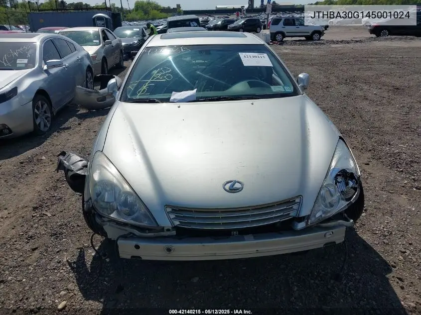 2004 Lexus Es 330 VIN: JTHBA30G145001024 Lot: 42140215