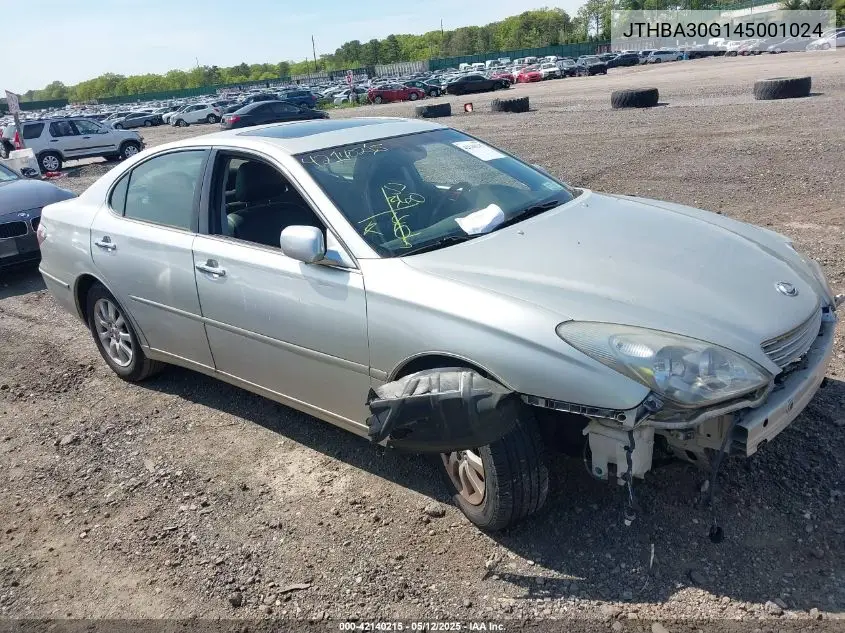 2004 Lexus Es 330 VIN: JTHBA30G145001024 Lot: 42140215