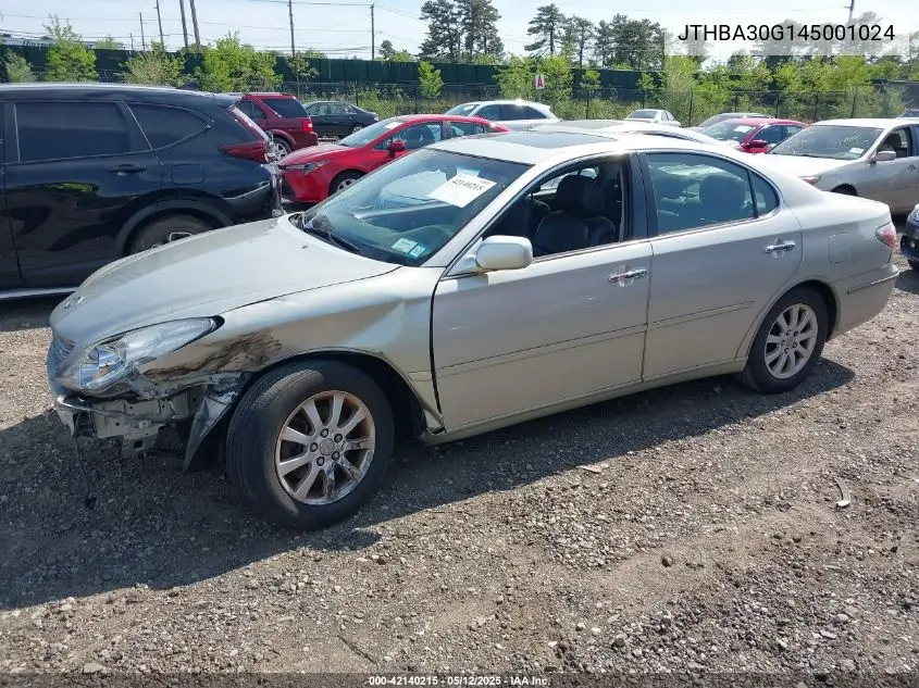 2004 Lexus Es 330 VIN: JTHBA30G145001024 Lot: 42140215