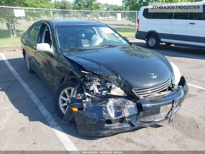 2004 Lexus Es 330 VIN: JTHBA30G740020769 Lot: 42585342