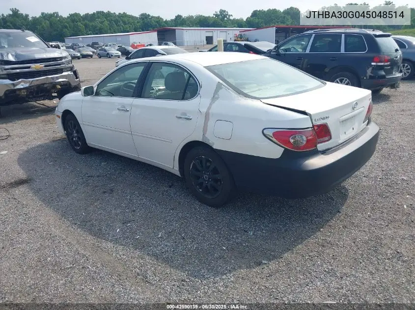 2004 Lexus Es 330 VIN: JTHBA30G045048514 Lot: 42590139