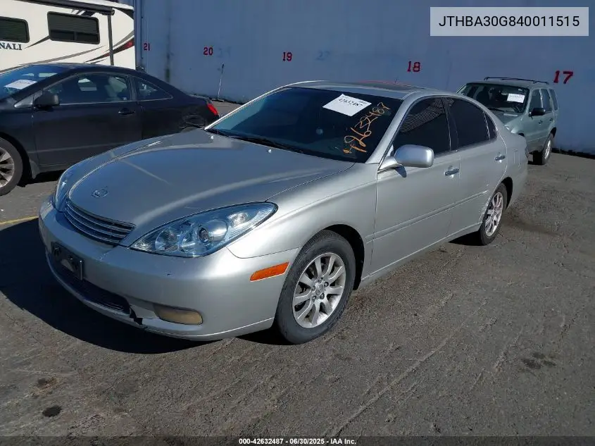 2004 Lexus Es 330 VIN: JTHBA30G840011515 Lot: 42632487