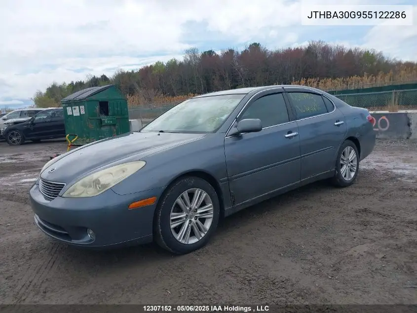 2005 Lexus Es330 VIN: JTHBA30G955122286 Lot: 12307152