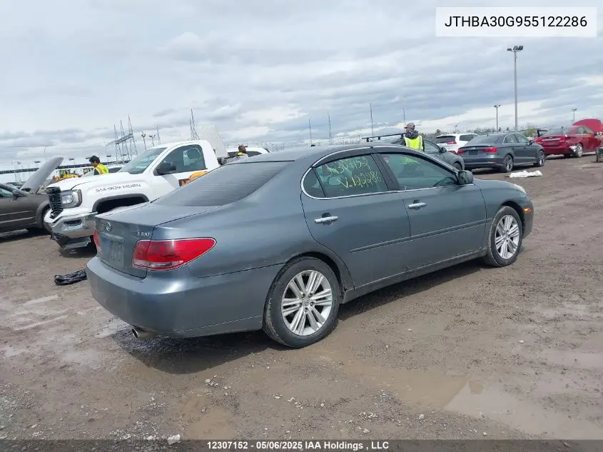 2005 Lexus Es330 VIN: JTHBA30G955122286 Lot: 12307152