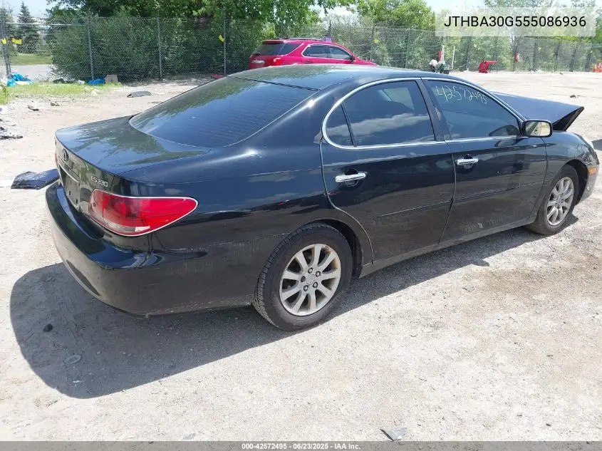 2005 Lexus Es 330 VIN: JTHBA30G555086936 Lot: 42572495