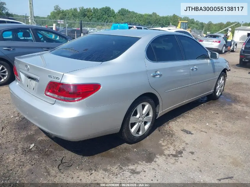 2005 Lexus Es 330 VIN: JTHBA30G055138117 Lot: 42596300