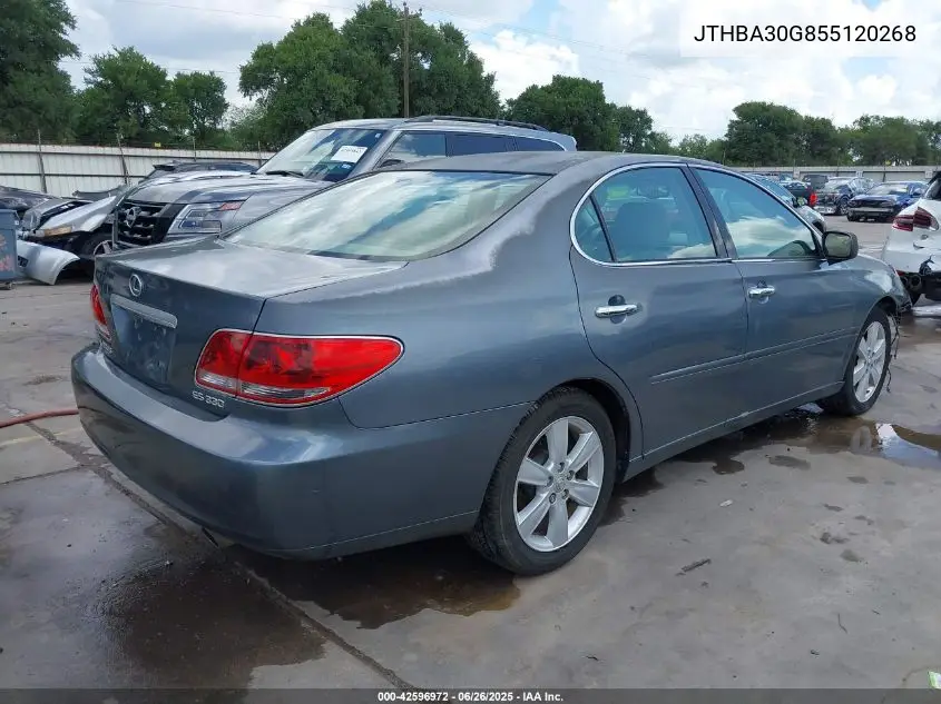 2005 Lexus Es 330 VIN: JTHBA30G855120268 Lot: 42596972